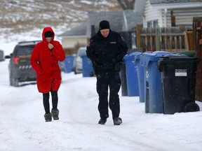 Calgary Police investigate after a woman found a baby in a back alley in the community of Ogden where it was rushed to hospital. The woman who found the baby could not remember what alley she found it in and had police searching the community in Calgary. Thursday, March 19, 2020. Darren Makowichuk/Postmedia