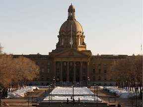 The Alberta Legislature grounds have seen far fewer visitors and legislature tours have been cancelled as the COVID-19 coronavirus has come to Alberta, seen in Edmonton, on Friday, March 20, 2020. Photo by Ian Kucerak/Postmedia