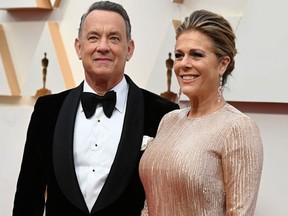 Tom Hanks and wife Rita Wilson arrive for the 92nd Oscars at the Dolby Theatre in Hollywood, California on Feb. 9, 2020.