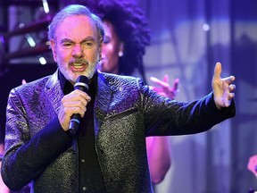 This file photo taken on February 11, 2017 shows singer Neil Diamond performing during the annual Clive Davis pre-Grammy gala at the Beverly Hilton Hotel.