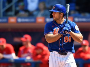 New York Mets outfielder Tim Tebow stands at the plate in the second inning against the St. Louis Cardinals at Clover Park.