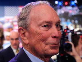 Former New York mayor Mike Bloomberg leaves after speaking at a rally at Palm Beach County Convention Center in West Palm Beach, Fla., on Super Tuesday, March 3, 2020.