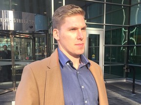 Matthew Brown, a former Mount Royal University hockey captain, is accused of attacking MRU professor Janet Hamnett in her Springbank Hill home in 2018.