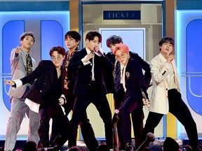 BTS perform onstage during the 2019 Billboard Music Awards at MGM Grand Garden Arena on May 1, 2019, in Las Vegas.