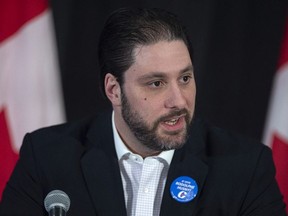 Rudy Husny addresses the crowd at a federal Conservative leadership forum during the annual general meeting of the Nova Scotia Progressive Conservative party in Halifax on Saturday, February 8, 2020.