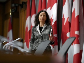 Chief Public Health Officer of Canada Dr. Theresa Tam arrives for a press conference on COVID-19 at West Block on Parliament Hill in Ottawa, on Tuesday, March 24, 2020.