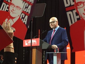 Steven Del Duca speaks during the Ontario Liberal leadership convention in Mississauga on Saturday, March 7, 2020.