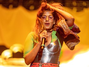 M.I.A performs during the All My Friends Music Festival on August 19, 2018 in Los Angeles, California.