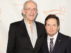 Christopher Lloyd and Michael J. Fox on the red carpet of A Funny Thing Happened On The Way To Cure Parkinson's benefitting The Michael J. Fox Foundation at the Hilton New York on Nov. 10, 2018.  (Cindy Ord/Getty Images)