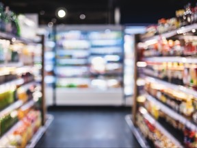 Blur Supermarket aisle Shelf Interior perspective