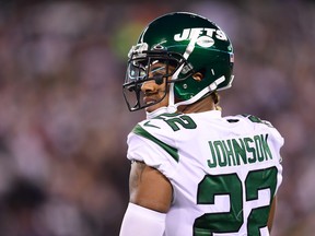Trumaine Johnson of the New York Jets reacts against the Dallas Cowboys at MetLife Stadium on October 13, 2019 in East Rutherford, New Jersey. (Emilee Chinn/Getty Images)