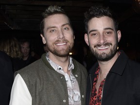 Lance Bass and Michael Turchin attend the opening night of Rock Of Ages Hollywood at The Bourbon on Jan. 15, 2020 in Hollywood, Calif.  (Vivien Killilea/Getty Images for Rock of Ages Hollywood)