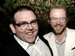 Actors Nick Frost, left, and Simon Pegg pose at the after party for the premiere of Focus Features' "The World's End" at the Cat and Fiddle on August 21, 2013 in Los Angeles, Calif.  (Kevin Winter/Getty Images)