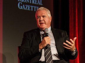 Florida Panthers general manager Dale Tallon speaks during a Q&A with host Pierre Houde part of the NHL Centennial 100 Celebration at Bonaventure Hotel on November 17, 2017 in Montreal, Canada. (Francois Laplante/FreestylePhoto/Getty Images)