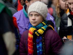 Swedish climate activist Greta Thunberg takes part in the Europe Climate Strike in Brussels, March 6, 2020. (REUTERS/Johanna Geron/File Photo)