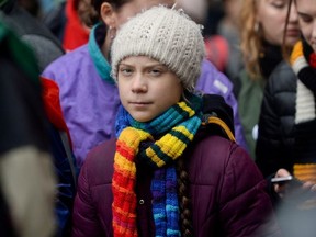 Swedish climate activist Greta Thunberg takes part in the rally ''Europe Climate Strike'' in Brussels, Belgium, March 6, 2020.