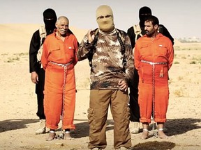 Images from a recent ISIS video shows four Iraqi men who were burnt to death. (Postmedia file photo)