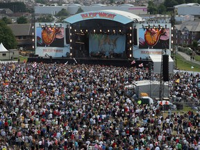 In this June 15, 2008, file photo, music fans crowd in front of the main stage to watch Starsailor perform during the third and final day of the Isle of Wight Festival at Newport on the Isle of Wight, England.