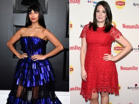 Jameela Jamil and Michelle Collins are seen in file photos.