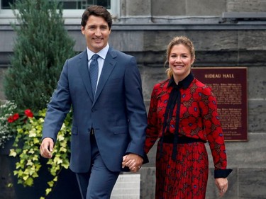 Canada's Prime Minister Justin Trudeau and his wife Sophie Gregoire Trudeau leave Rideau Hall in Ottawa, Ontario, Canada, on Sept. 11, 2019. (Reuters/Patrick Doyle/File Photo)