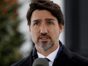 Prime Minister Justin Trudeau gives a daily update on COVID-19 at a news conference at Rideau Cottage in Ottawa, Tuesday, March 17, 2020.