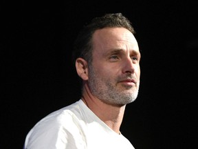 Andrew Lincoln speaks onstage during The Walking Dead panel during New York Comic Con at The Hulu Theater at Madison Square Garden on Oct. 6, 2018, in New York City.