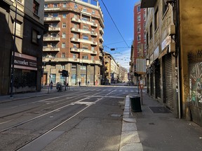 A general view of Viale Tunisia on March 8, 2020, in Milan, Italy. Prime Minister Giuseppe Conte announced overnight a "national emergency" due to the coronavirus outbreak and imposed quarantines on the Lombardy and Veneto regions, which contain roughly a quarter of the country's population. Italy has the highest number of cases and fatalities in Europe.