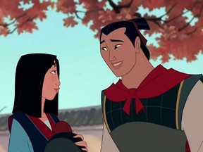 The character Li Shang, pictured left, from the Disney animated film "Mulan." (Disney)