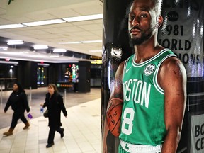 An image of Kemba Walker of the Boston Celtics inside TD Garden, the venue that hosts the Boston Bruins and Celtics on March 12, 2020 in Boston. (Maddie Meyer/Getty Images)