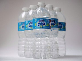 Nestle water bottles.