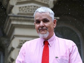 Steven Simons, a former inmate who contracted hepatitis C while in prison, is seen outside court in Toronto on Friday, March 6, 2020. Simons is part of a constitutional challenge to a ban on needle exchanges for federally incarcerated drug users.