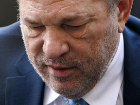 Film producer Harvey Weinstein arrives at the New York Criminal Court during his ongoing sexual assault trial in the Manhattan borough of New York City on Feb. 24, 2020.