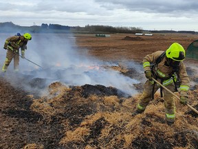 A pig who ate and later defecated a battery-powered pedometre sparked a major farm fire in England. (Russell Jenkinson/Twitter)