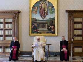 Pope holds his first-ever virtual general audience, amid Italy's coronavirus epidemic, at the Vatican, March 11, 2020.