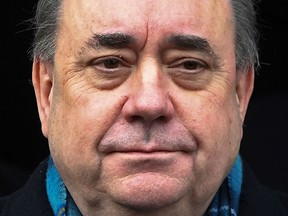 Former Scottish National Party leader and former first minister of Scotland, Alex Salmond leaves the High Court in Edinburgh on March 23, 2020, after being acquitted of attempted rape and a string of sexual assaults, including one of intent to rape.