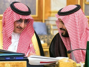 In this file photo taken on June 7, 2016 then-Saudi interior minister, Prince Mohammed bin Nayef (L), and then-minister of defence Prince Mohammed bin Salman, attend a cabinet meeting in the coastal city of Jeddah.