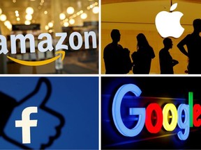 The logos of Amazon, Apple, Facebook and Google are seen in a combination photo from Reuters files.