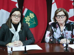 Dr. Eileen de Villa, Medical Officer of Health for the City of Toronto, left, and Dr. Barbara Yaffe, Associate Chief Medical Officer of Health provide an update on the 2019 novel coronavirus on March 12, 2020.