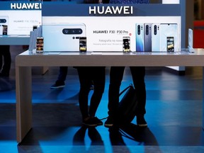 The Huawei logo is pictured on the company's stand during the 'Electronics Show - International Trade Fair for Consumer Electronics' at Ptak Warsaw Expo in Nadarzyn, Poland, May 10, 2019.