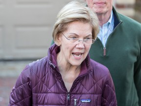 Democratic U.S. presidential candidate Sen. Elizabeth Warren (D-MA) announces she is dropping out of the presidential race during a media availability outside of her home on March 5, 2020, in Cambridge, Mass.