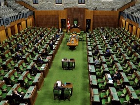The House of Commons on March 24, 2020 as legislators convene to give the government power to inject billions of dollars in emergency cash during the COVID-19 coronavirus outbreak