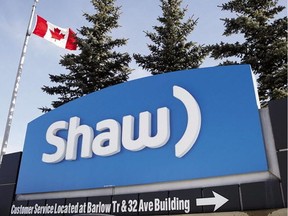 A Shaw Communications sign at the company's headquarters in Calgary on Jan. 14, 2015.