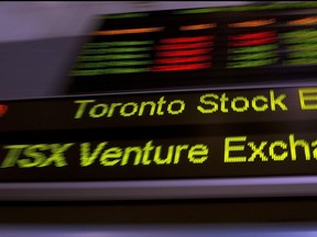 The TSX ticker is shown in Toronto on May 10, 2013.