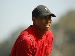 Tiger Woods of the United States stands on the 13th hole during the final round of the Genesis Invitational on February 16, 2020 in Pacific Palisades, Calif.