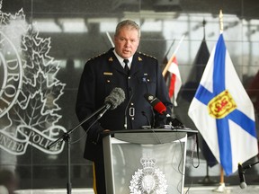 RCMP Chief Supt. Chris Leather fields questions at a news conference at RCMP headquarters in Dartmouth, NN.S., Monday, April 20, 2020.