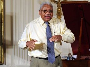 In this file photo taken on June 15, 2009 jazz musician Ellis Marsalis talks to students during a jazz music workshop hosted by First Lady Michelle Obama at the East Room of the White House in Washington, D.C. (JEWEL SAMAD/AFP via Getty Images)