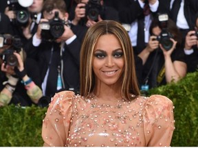This file photo taken on May 02, 2016 shows Beyonce arriving for the Costume Institute Benefit at the Metropolitan Museum of Art in New York.