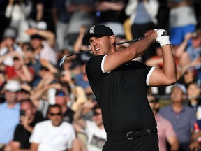 FARMINGDALE, NEW YORK - MAY 18: Brooks Koepka of the United States plays a shot from the 17th tee during the third round of the 2019 PGA Championship at the Bethpage Black course on May 18, 2019 in Farmingdale, N.Y.