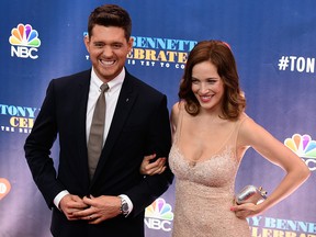 Michael Buble (L) and Luisana Lopilato attend Tony Bennett Celebrates 90: The Best Is Yet To Come at Radio City Music Hall on Sept. 15, 2016, in New York City.