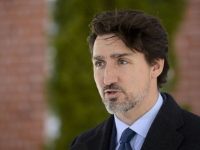 Prime Minister Justin Trudeau addresses Canadians on the COVID-19 pandemic from Rideau Cottage in Ottawa on Monday, April 6, 2020.